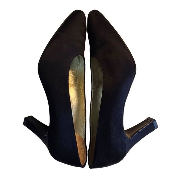 Chanel Womens Designer Satin Heels Satin Fabric Pumps Black Size 36.5 - Picture 7 of 11